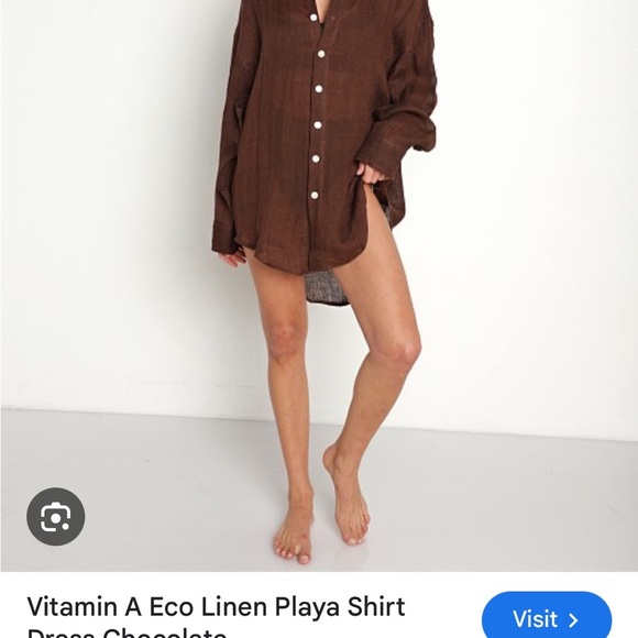 Vitamin A Eco Linen Playa Shirt Dress Chocolate - Picture 1 of 4